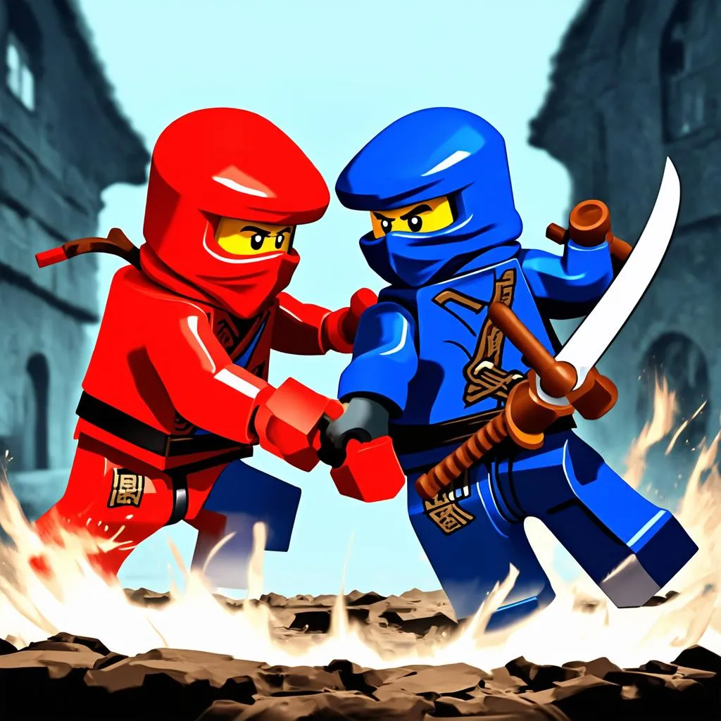 Lego Ninjas Fighting