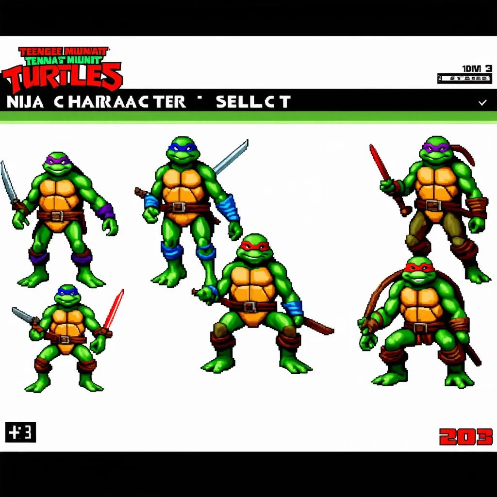 Teenage Mutant Ninja Turtles 2003 character select screen