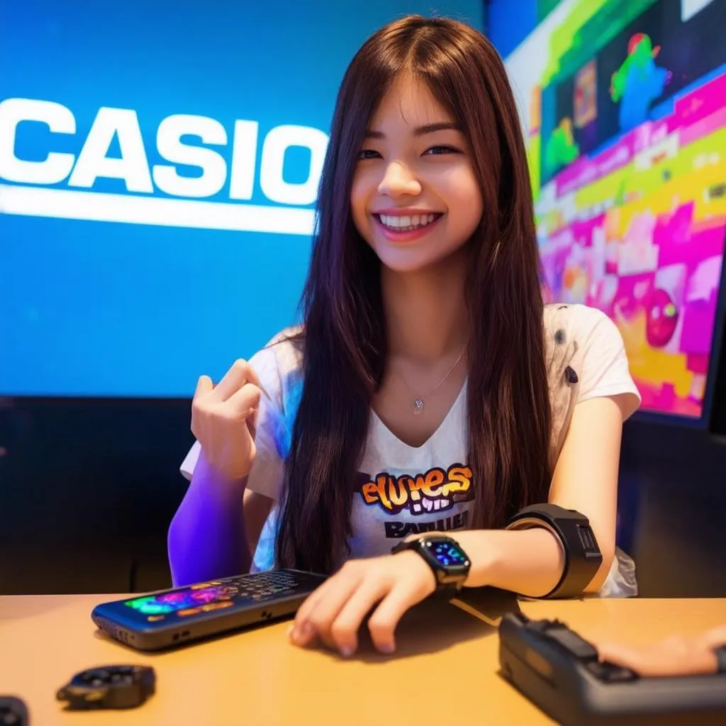 Nữ game thủ xinh đẹp đeo đồng hồ Casio