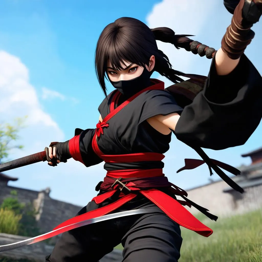 Ninja girl in game