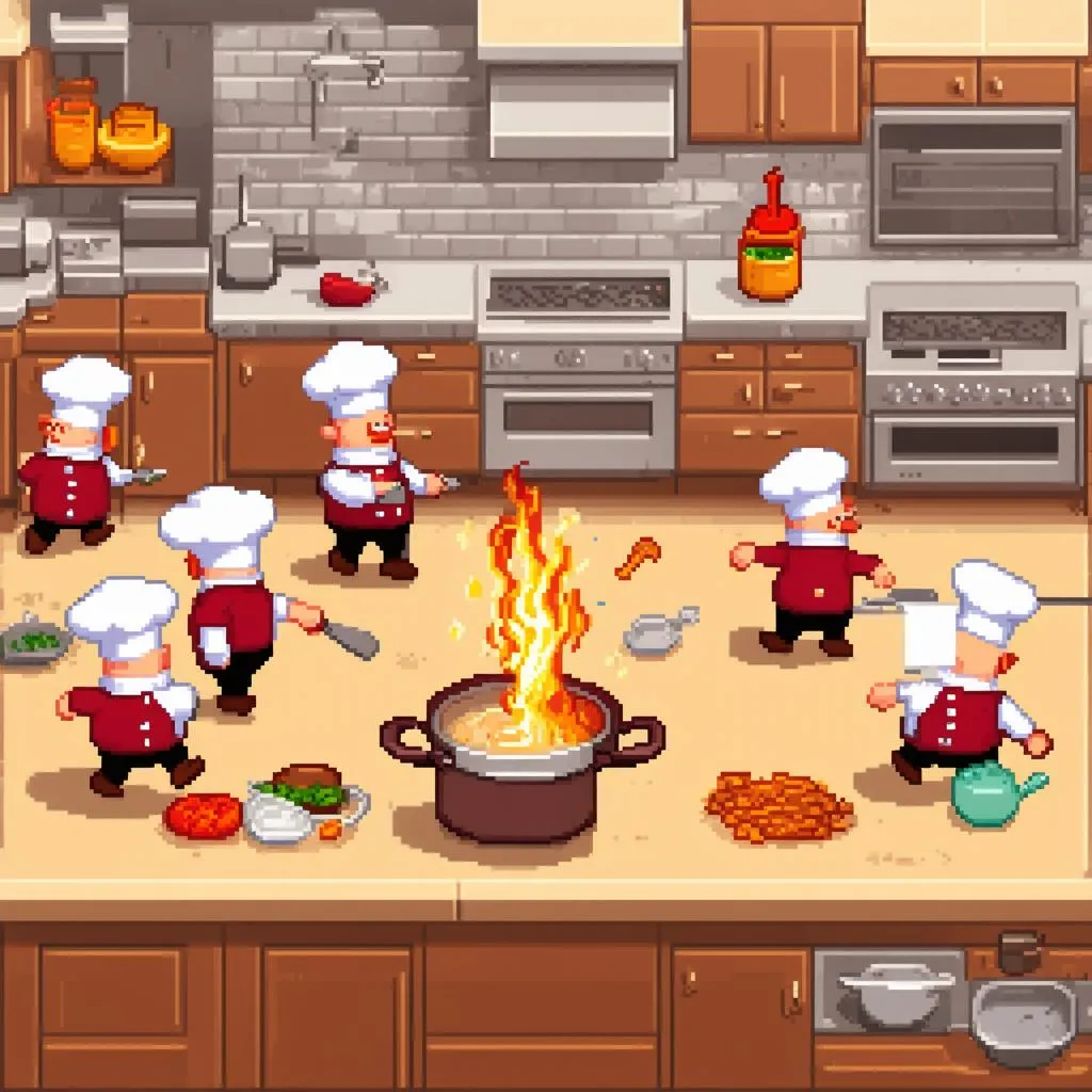 Cảnh hỗn loạn trong bếp Overcooked