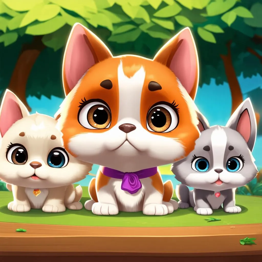 Hình ảnh thú cưng đáng yêu trong game Pet Rescue Saga