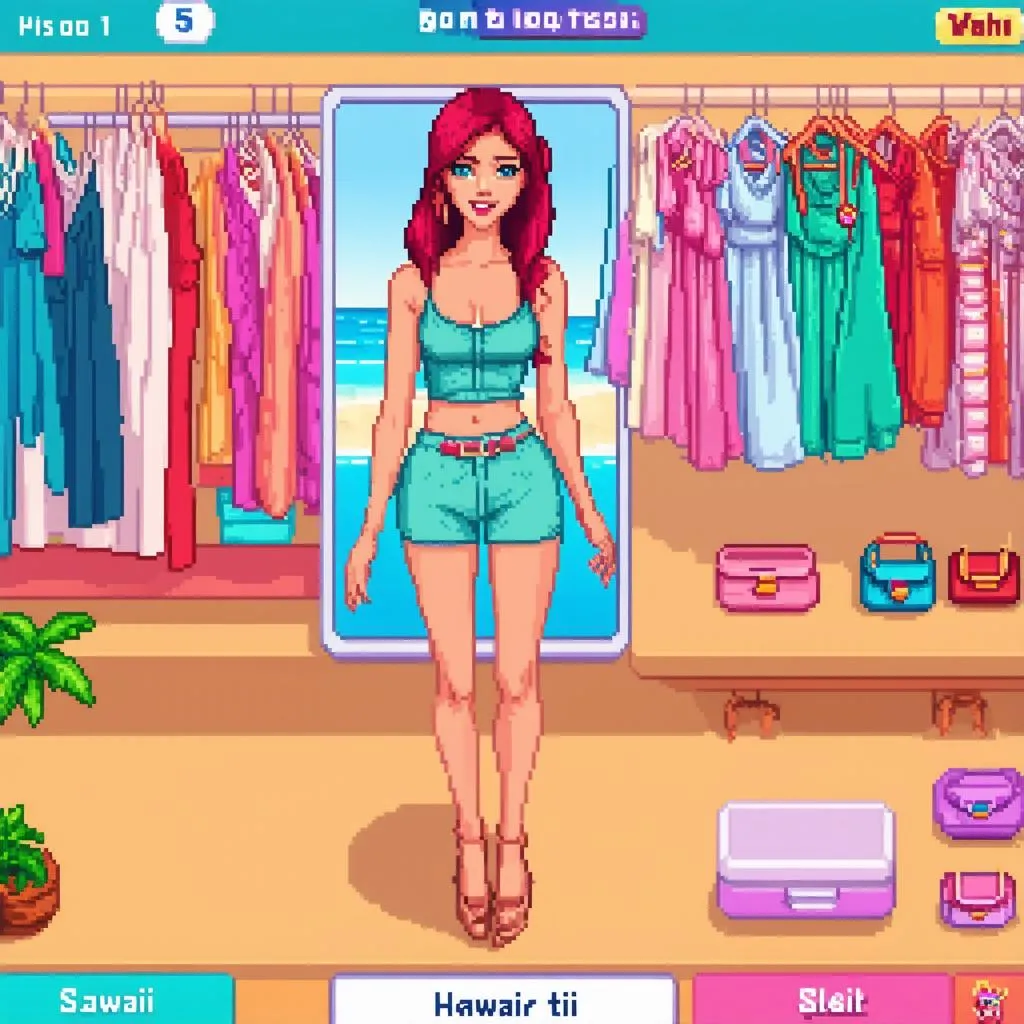 Phối đồ trong game shopping Hawaii