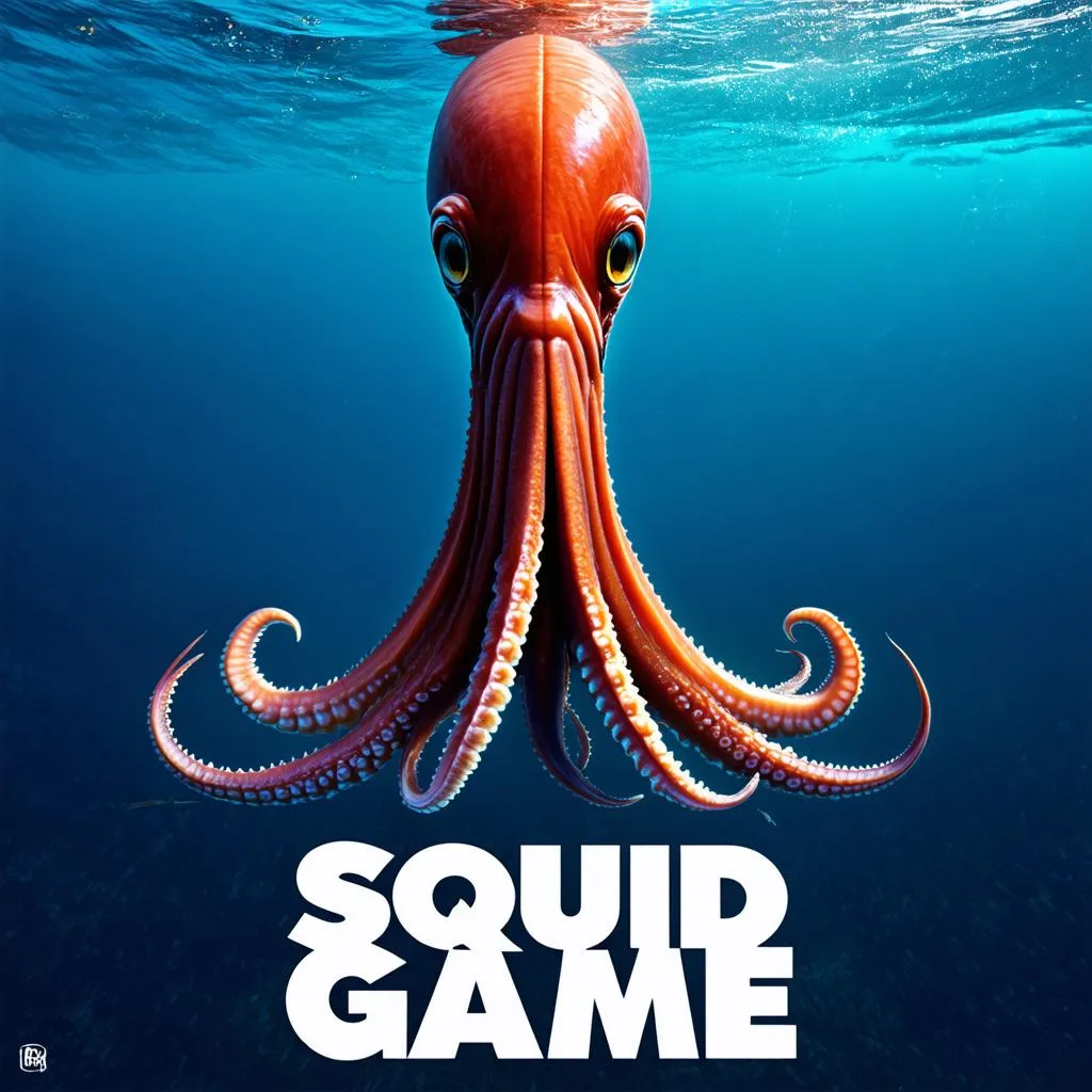 Poster phim Squid Game với hình ảnh con mực khổng lồ