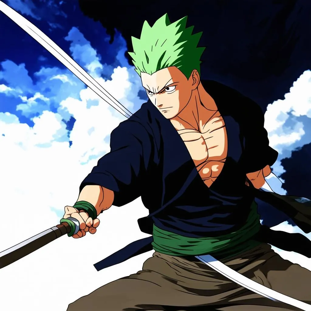 Roronoa Zoro sử dụng Tam Kiếm Phái