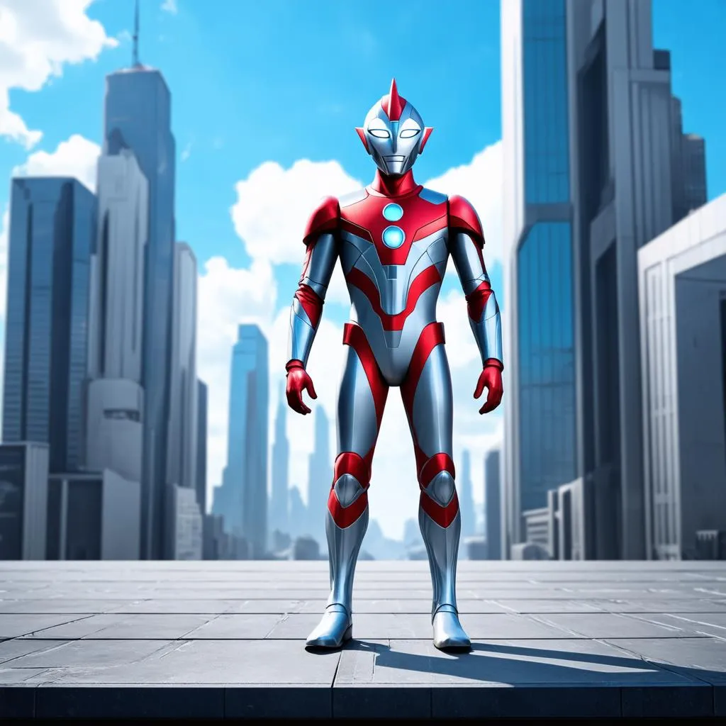 Siêu Nhân Ultraman Đứng Ở Thành Phố