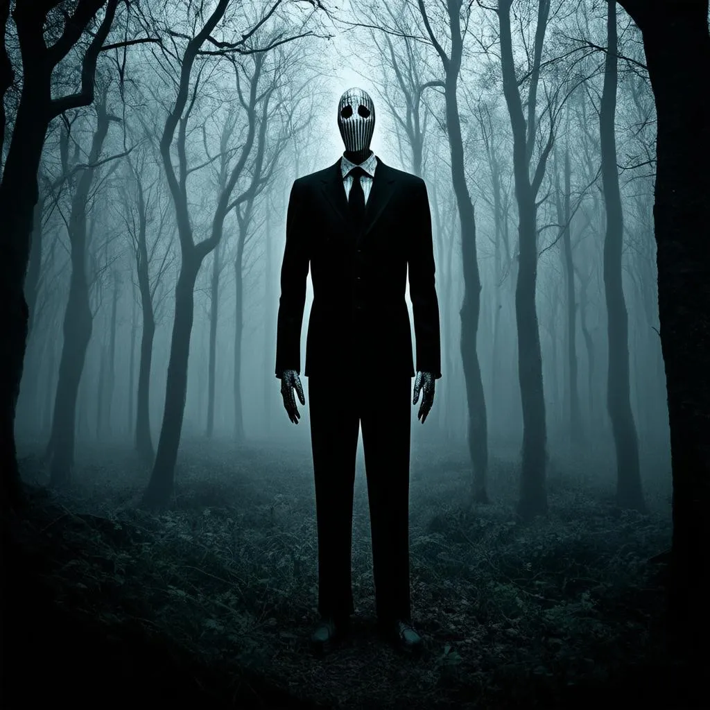 Hình ảnh Slender Man trong rừng