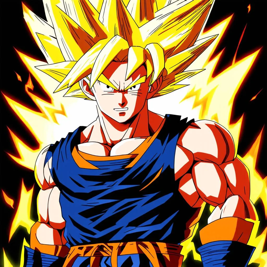 Goku transforming into Super Saiyan