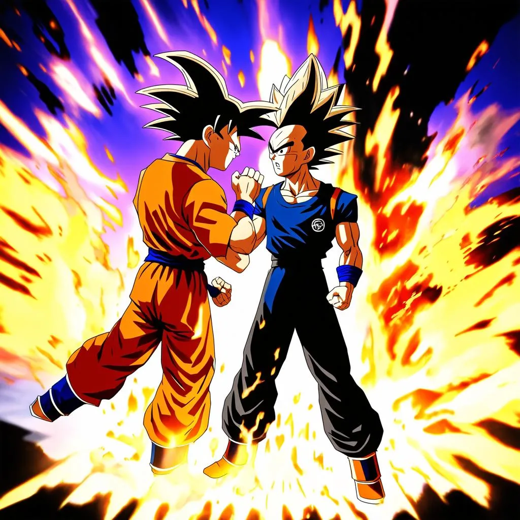 Songoku và Vegeta đối đầu