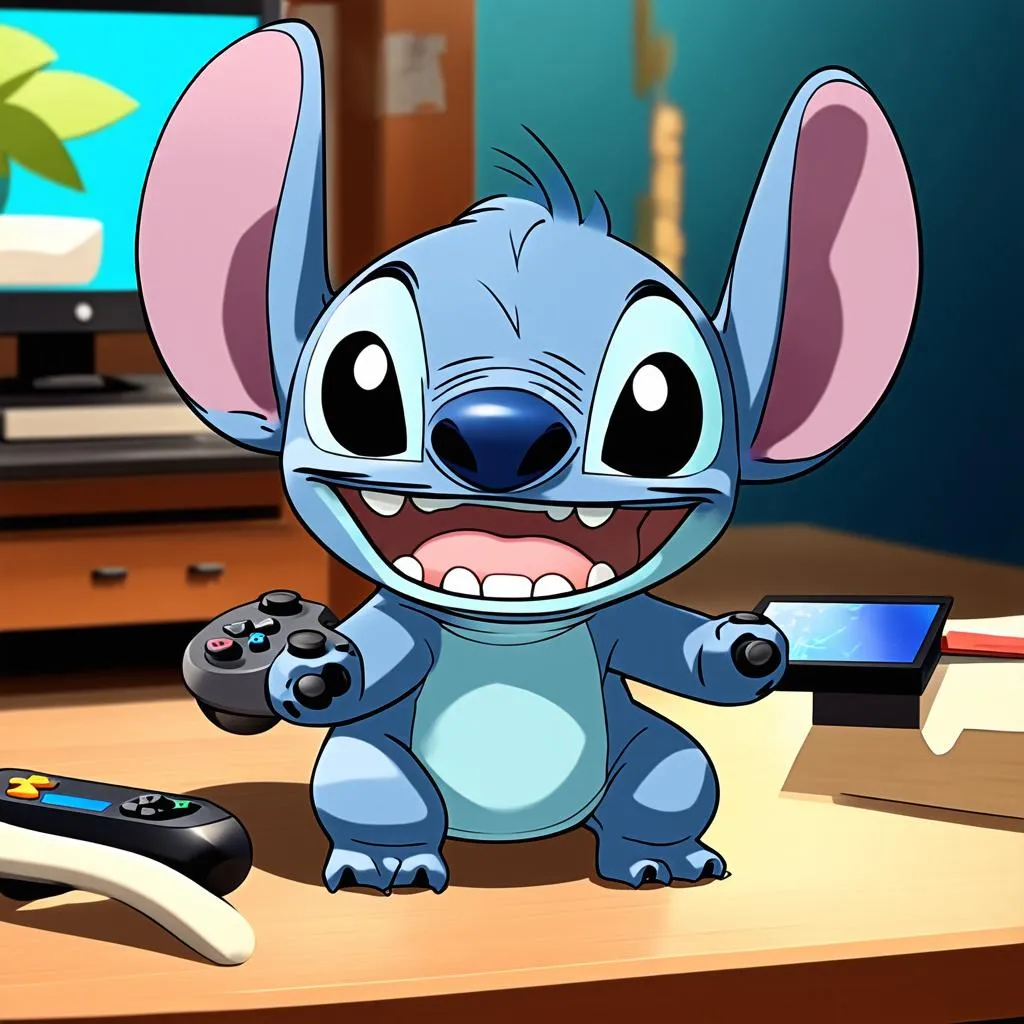 Stitch đang chơi game