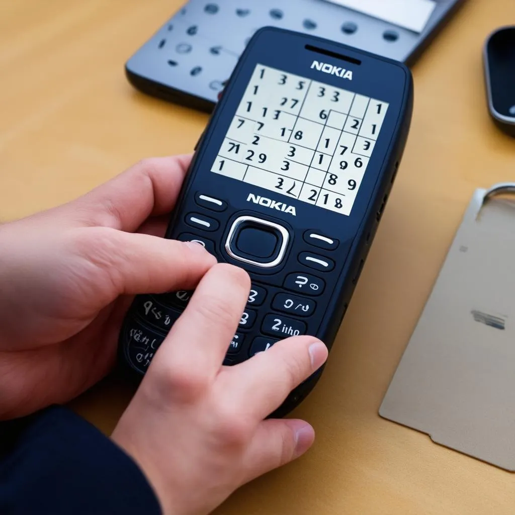 Chơi Sudoku trên điện thoại Nokia 105