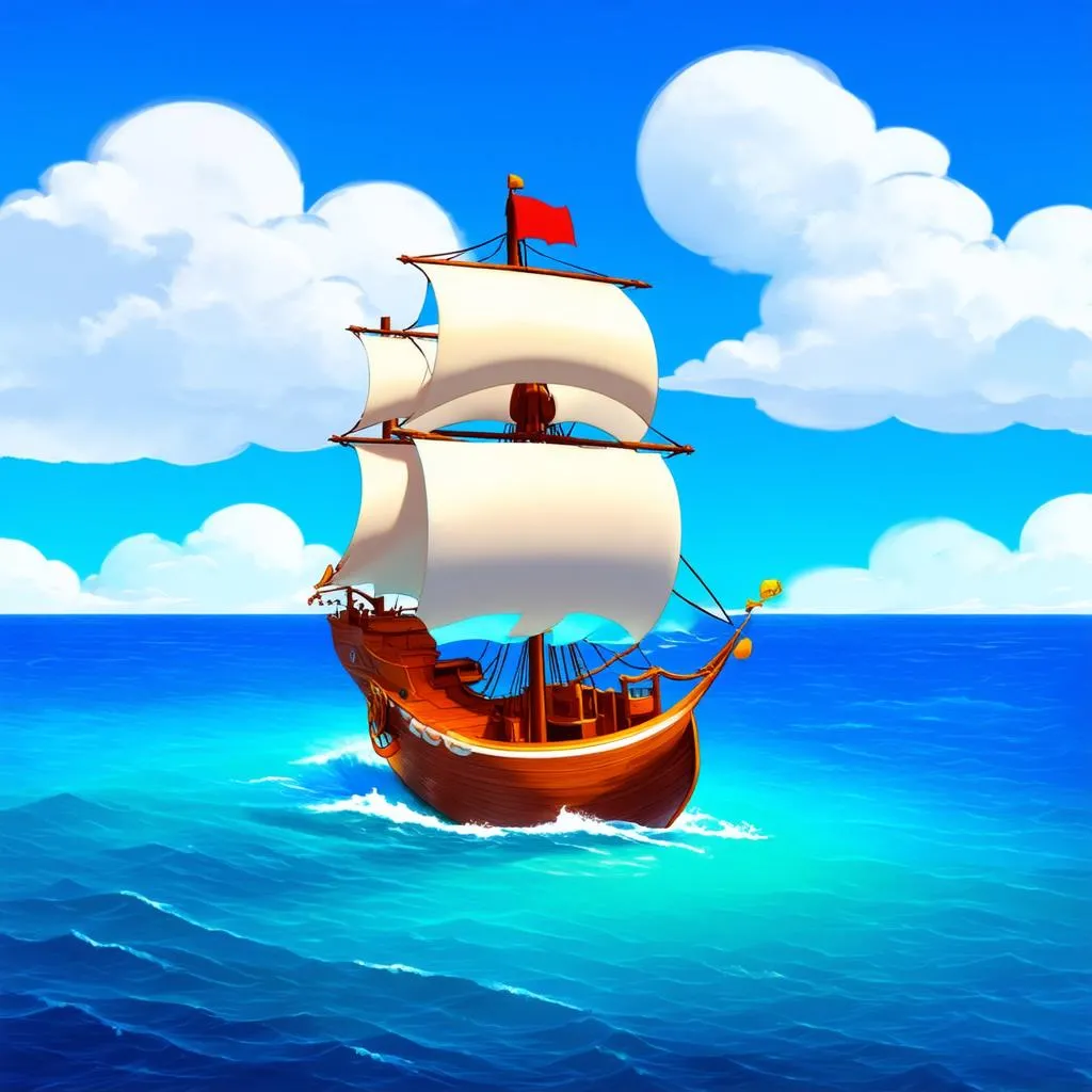 Thousand Sunny lướt sóng trên biển