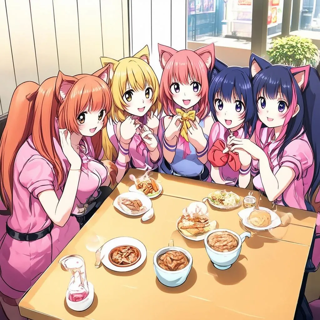 Nhóm bạn Tokyo Mew Mew tụ họp tại quán cafe