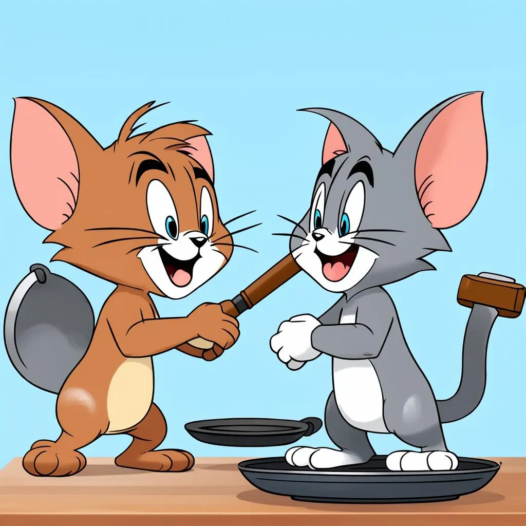 Tom and Jerry are fighting