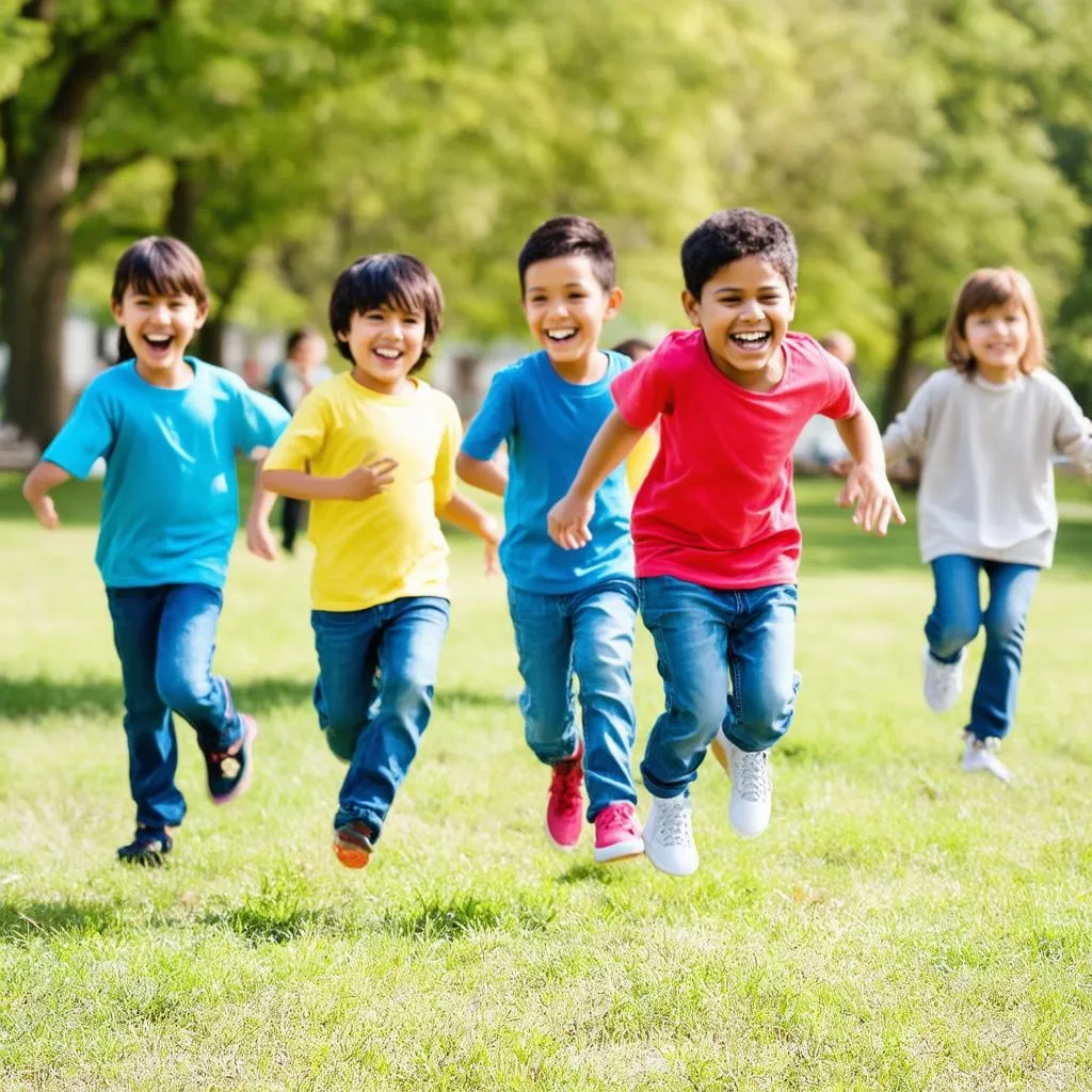 Children playing tag