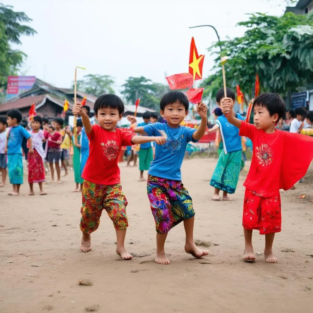 Trẻ em chơi trò chơi dân gian