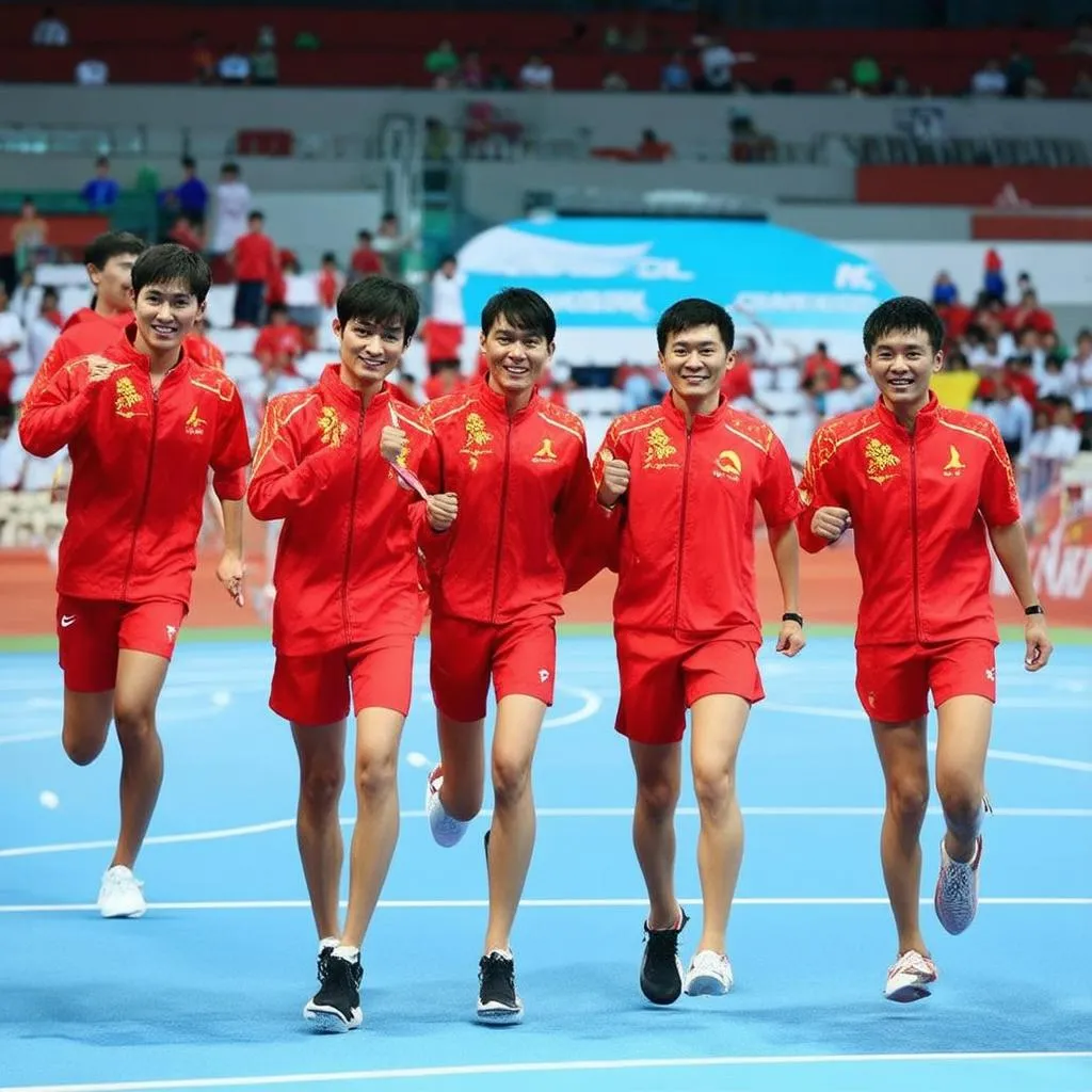 Vận động viên Việt Nam ăn mừng chiến thắng SEA Games