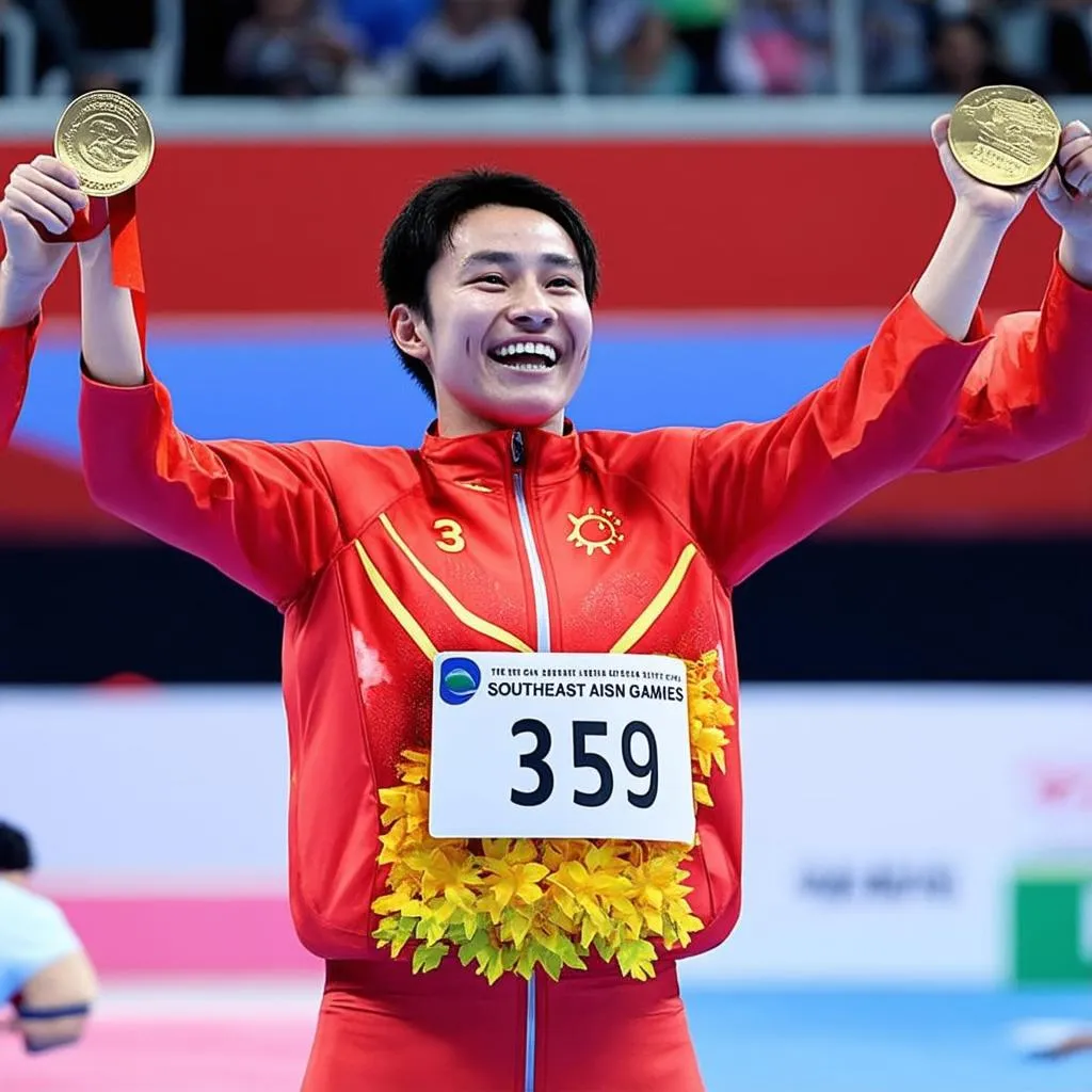 Vận động viên Việt Nam vỡ òa cảm xúc khi giành huy chương vàng SEA Games 31