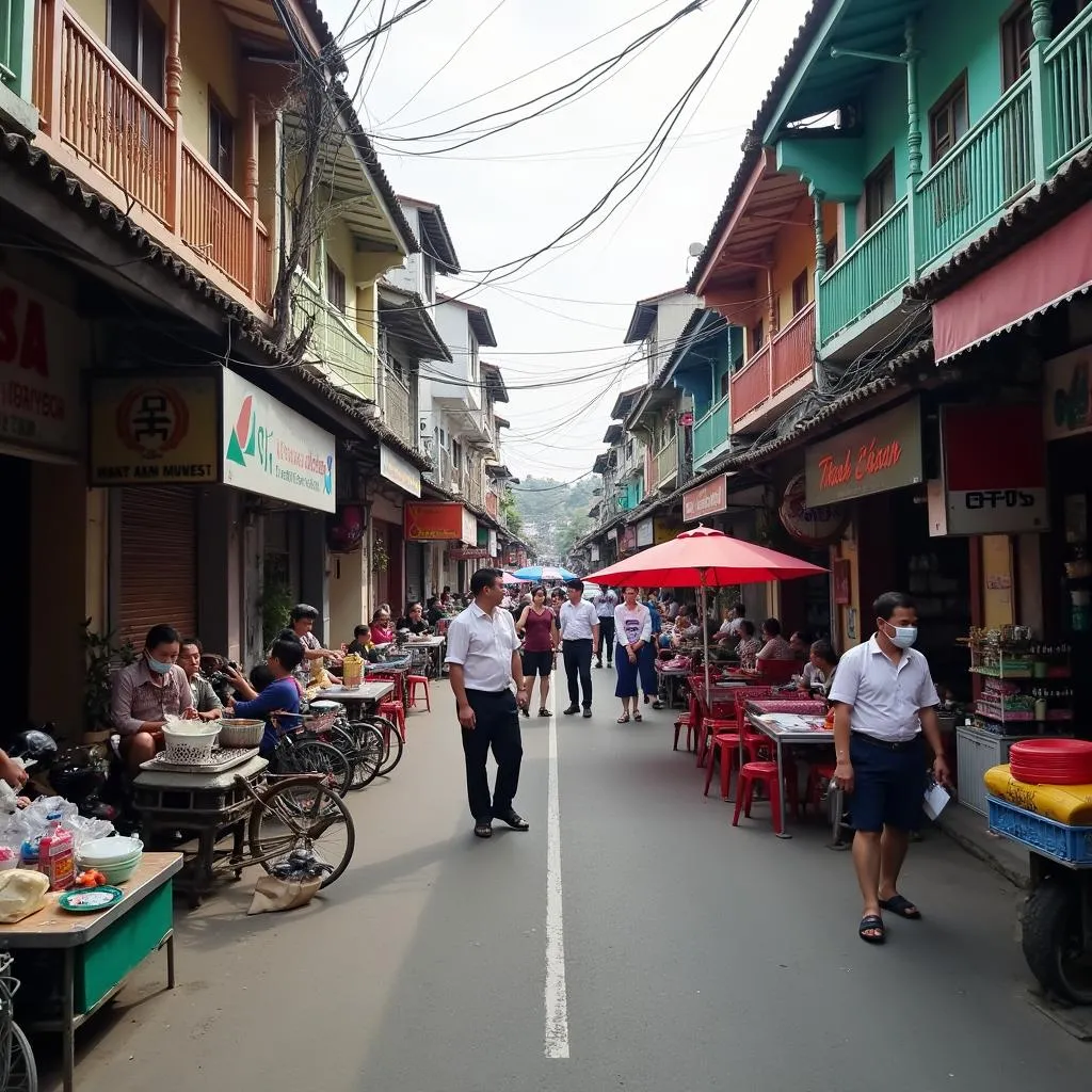 Khung cảnh nhộn nhịp tại một góc phố Bang Bo District