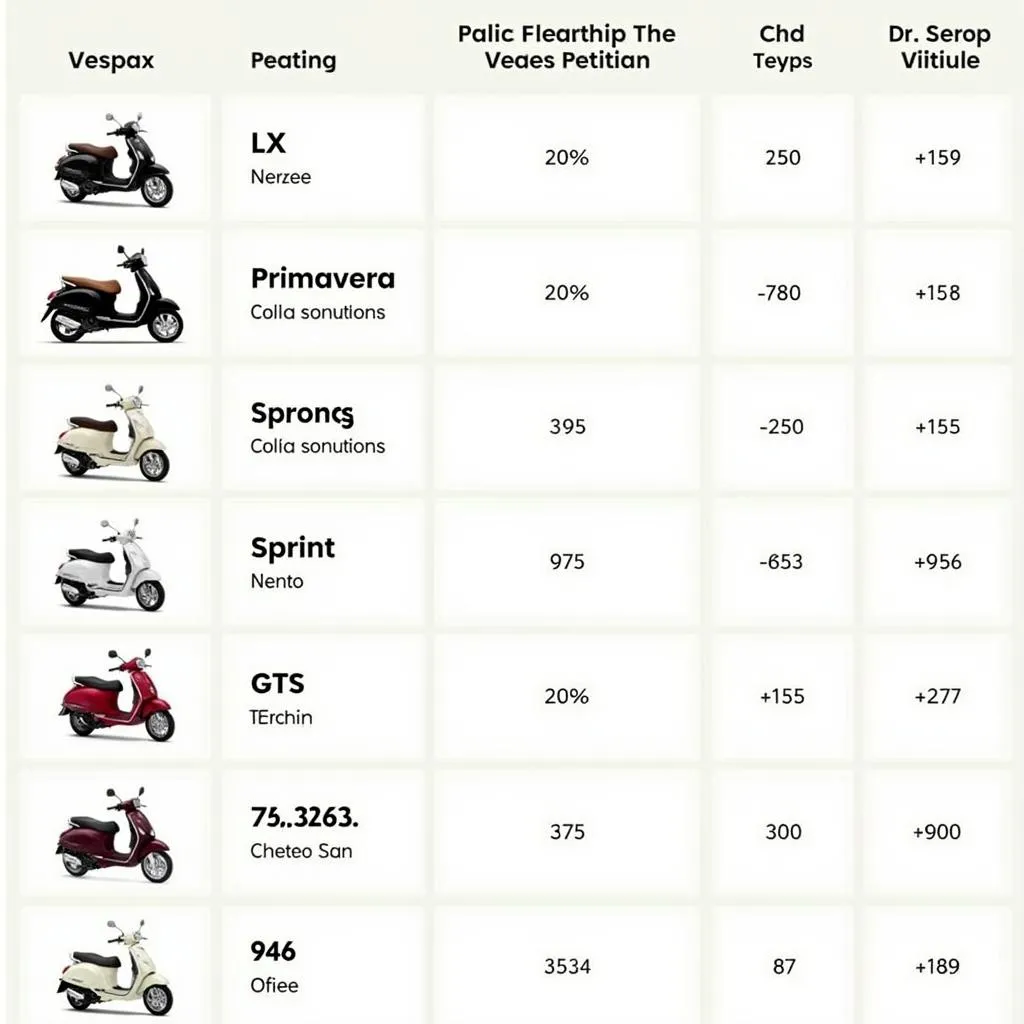 Bảng giá xe Vespa các dòng