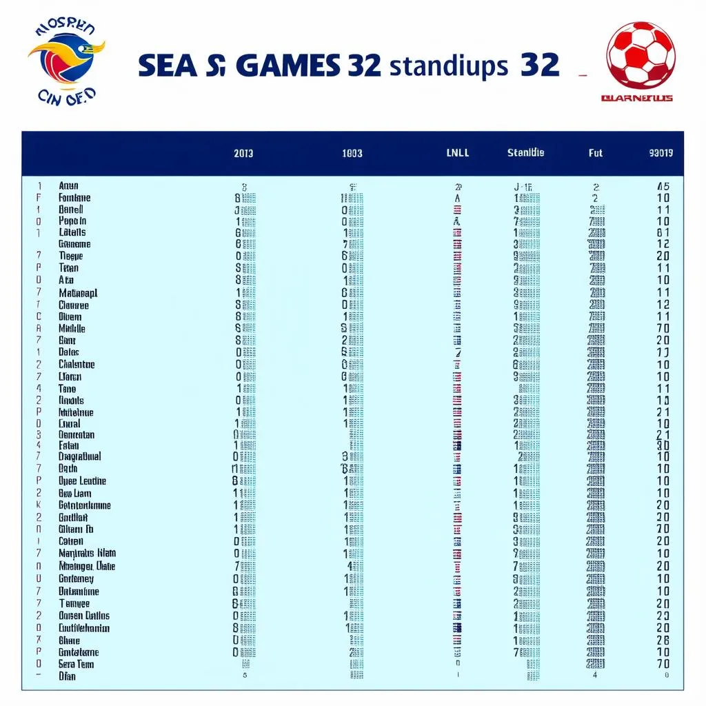 Bảng xếp hạng bóng đá SEA Games 32