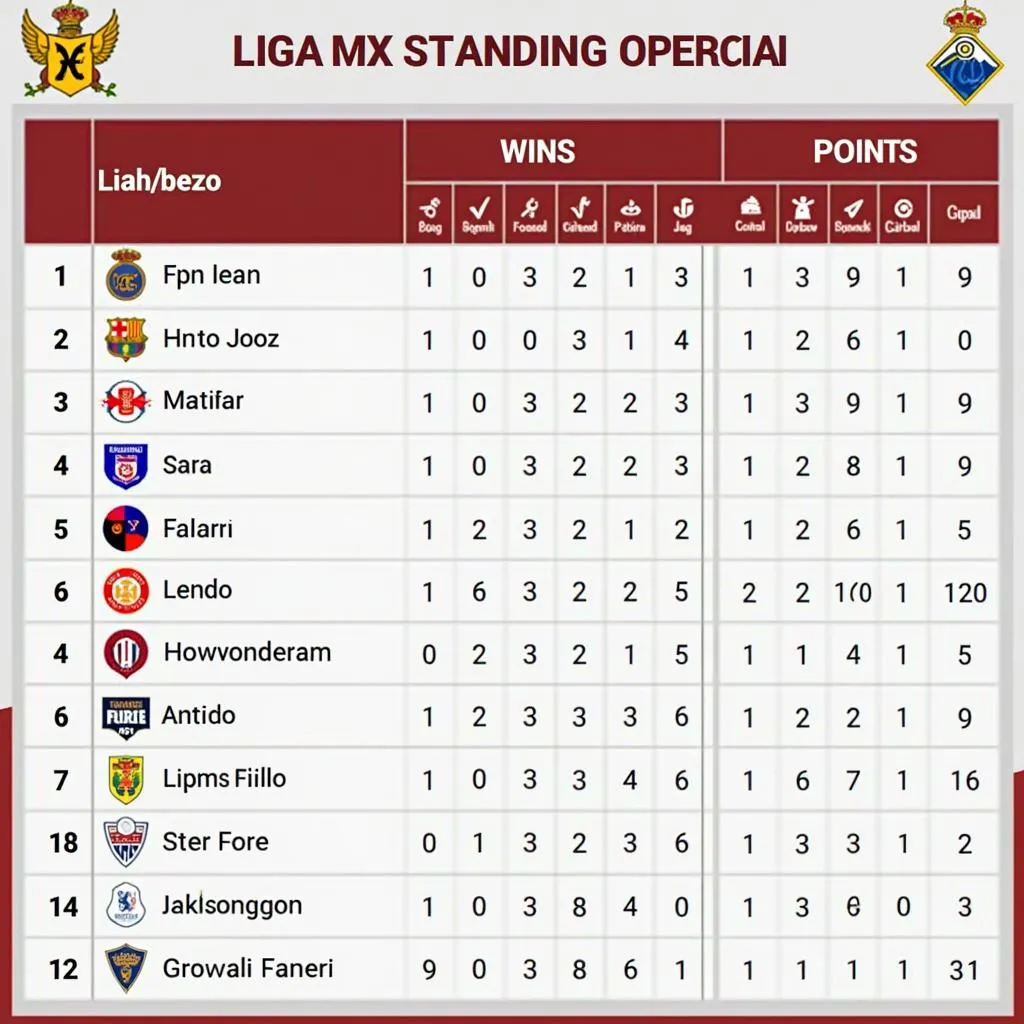 Bảng xếp hạng Liga MX