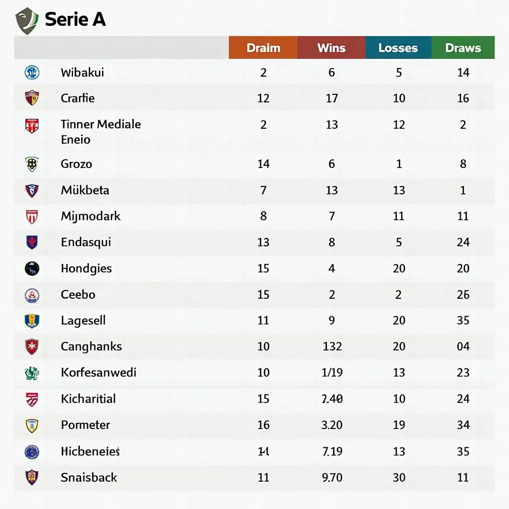 Bảng xếp hạng Serie A