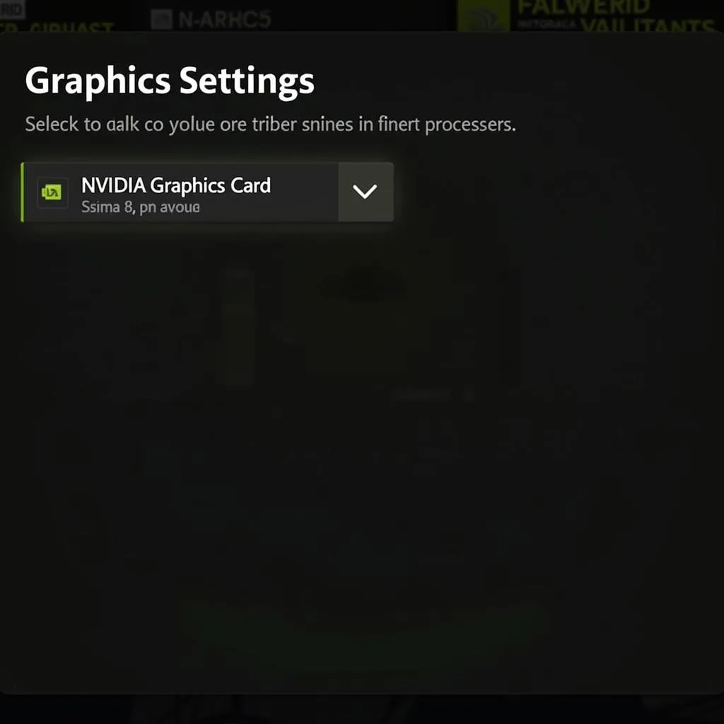 Cài đặt bật card màn hình NVIDIA trong menu cài đặt game