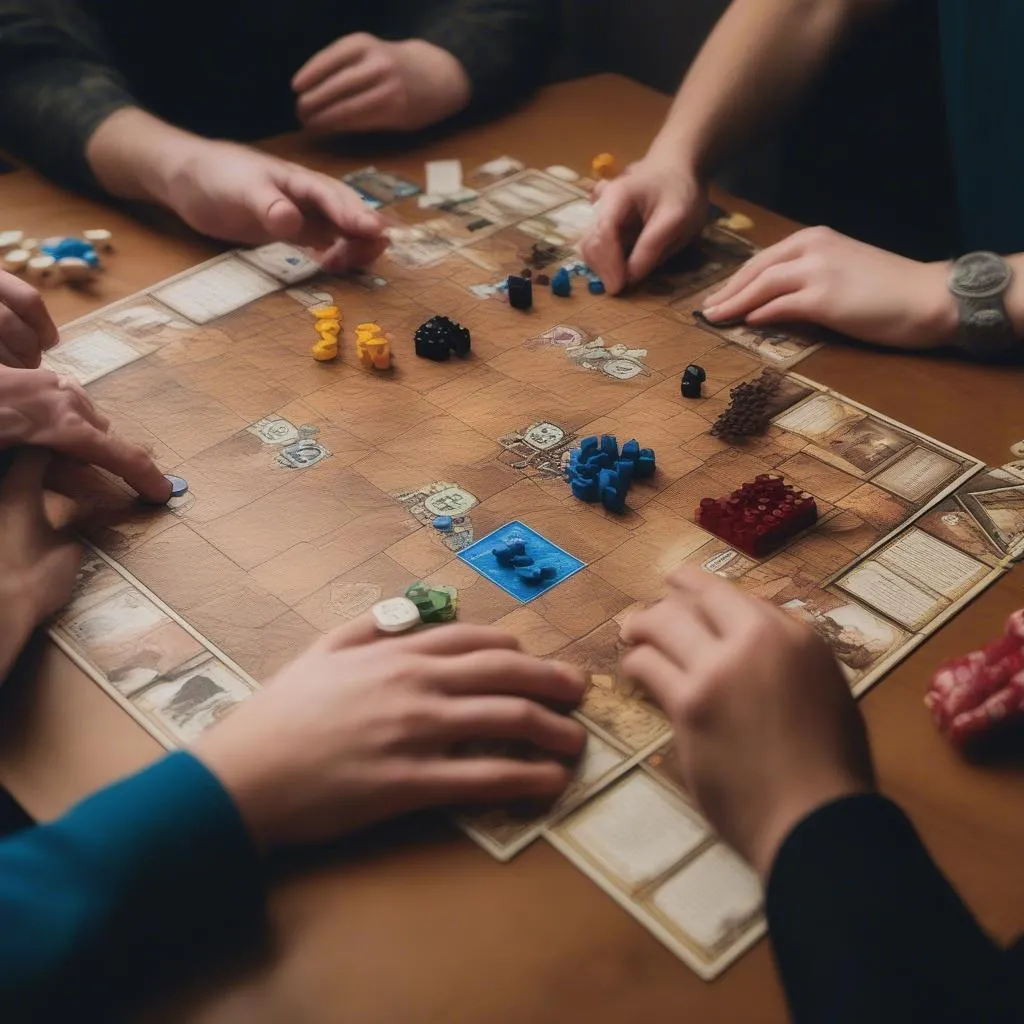 Players playing Bruges Board Game