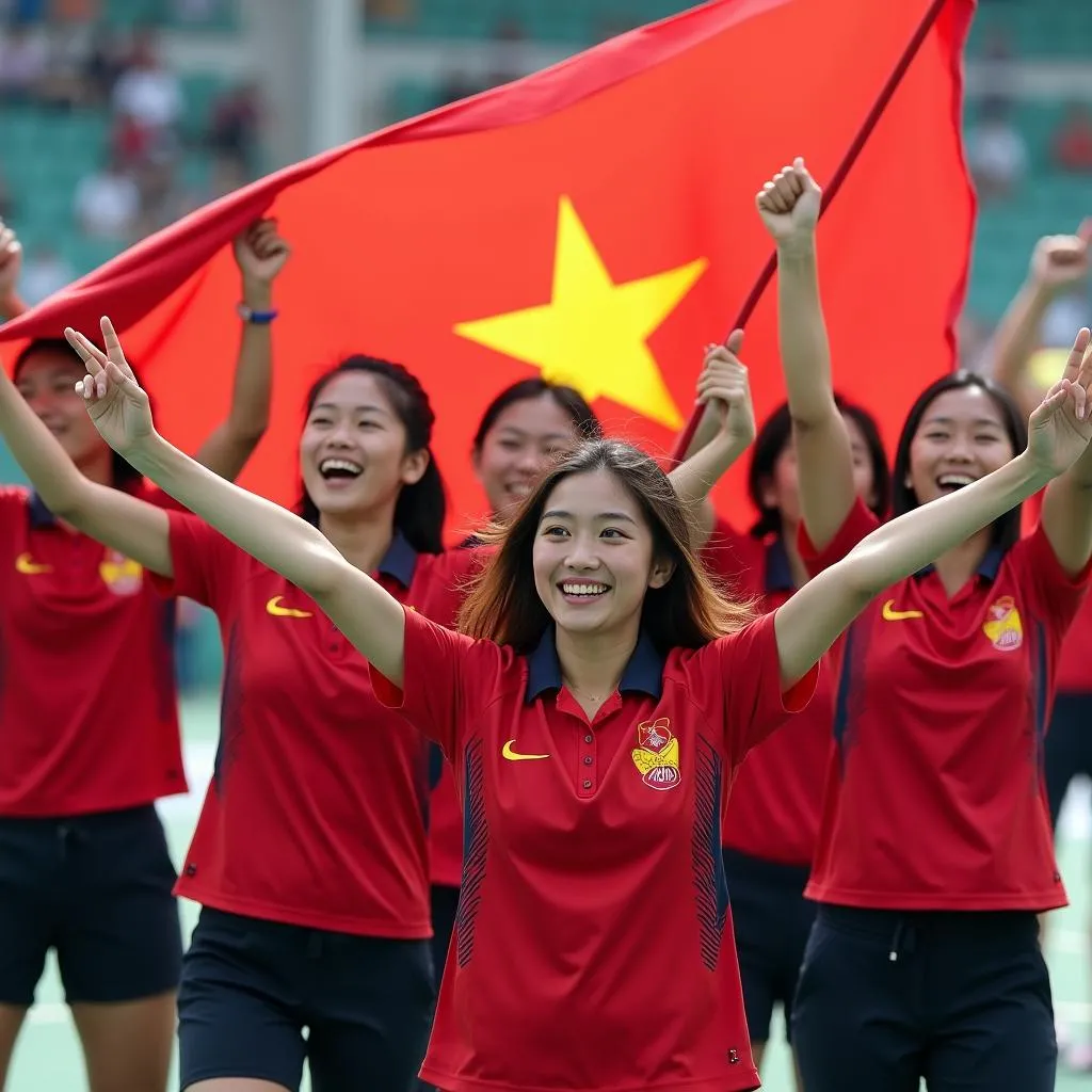 Vận động viên Việt Nam ăn mừng chiến thắng tại Sea Games