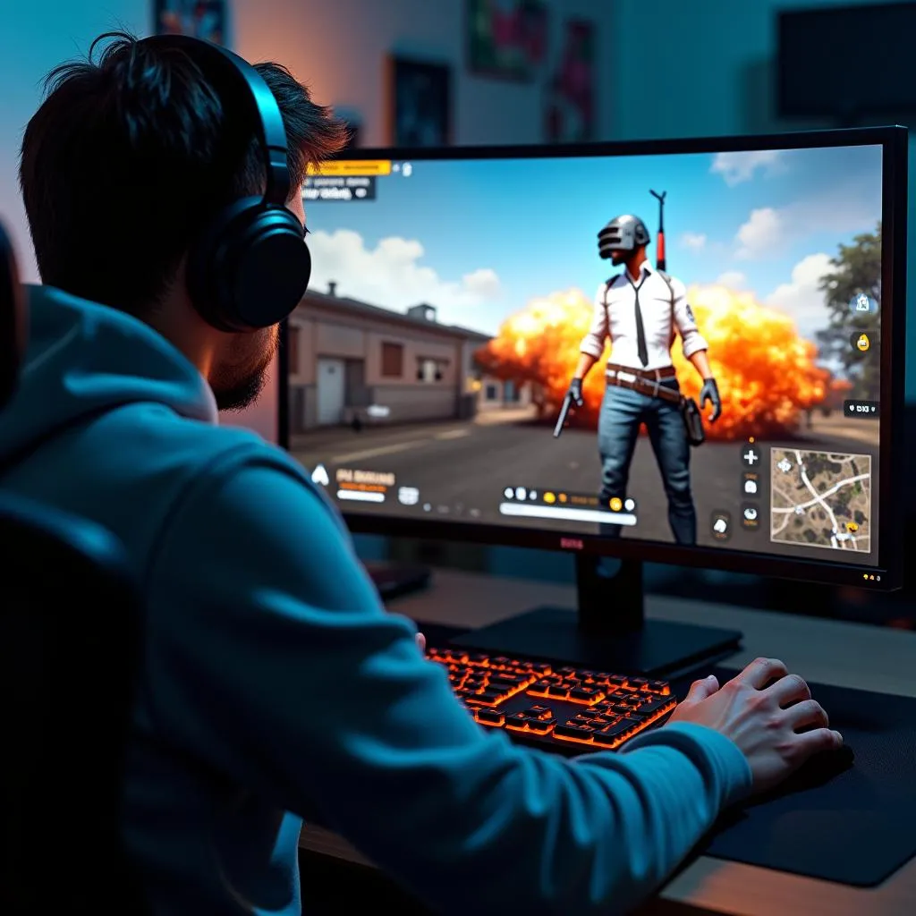 Game thủ chơi PUBG bằng bàn phím và chuột với độ chính xác cao