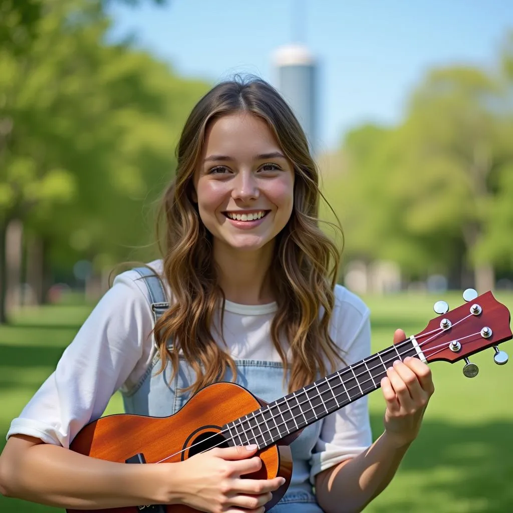 Cô gái chơi ukulele