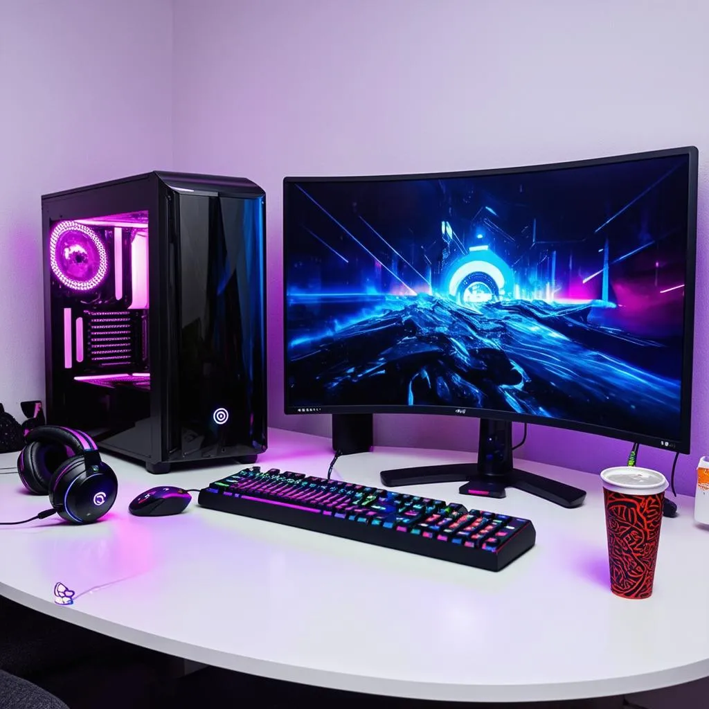 Gaming Setup with PC and Monitor