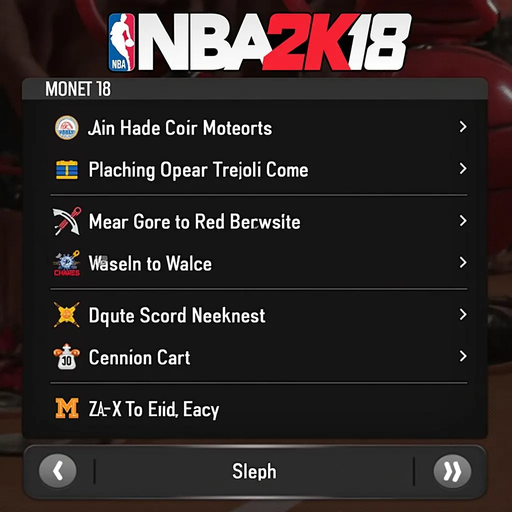 Giao diện game NBA 2K18