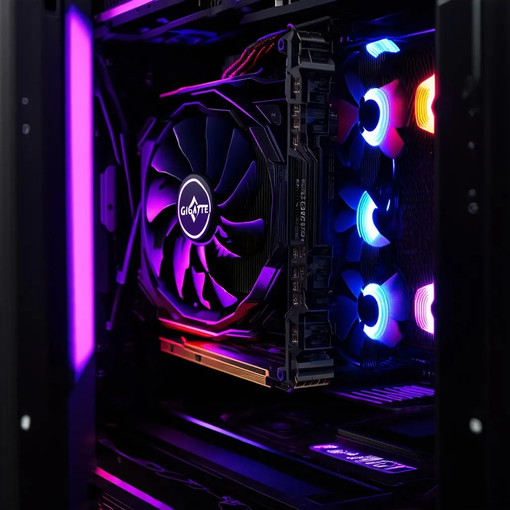 Gigabyte Radeon RX 5700 XT Gaming đang hoạt động trong case máy tính