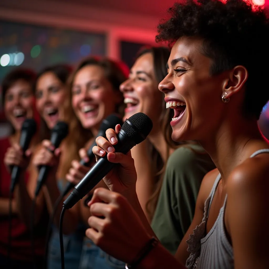 Mọi người hát karaoke vui vẻ