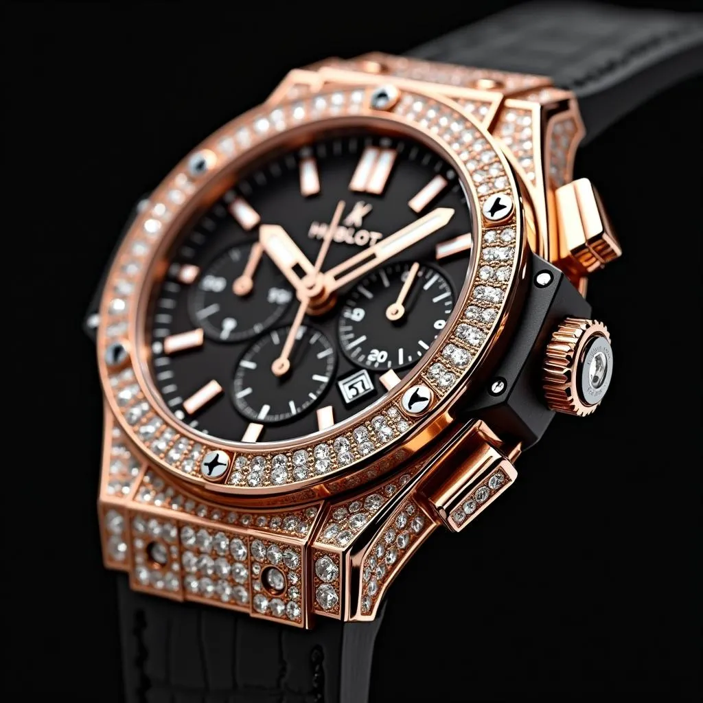 Đồng hồ Hublot Geneve Big Bang Vendome vàng hồng 18k đính kim cương sang trọng