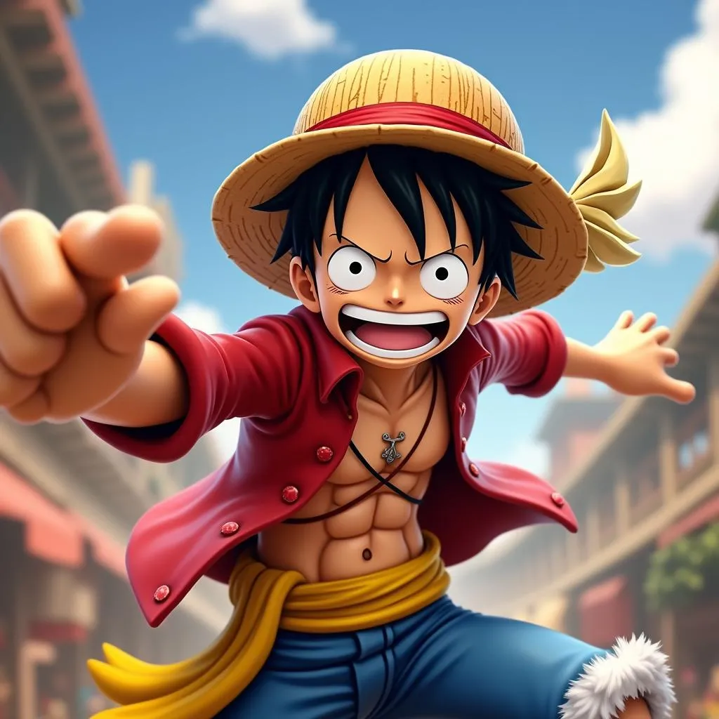 Luffy đang chiến đấu trong game One Piece 3D