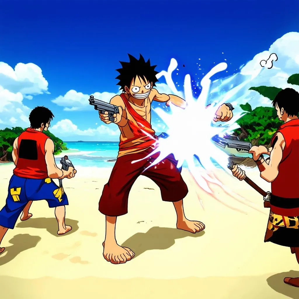 Luffy sử dụng Gomu Gomu no Pistol