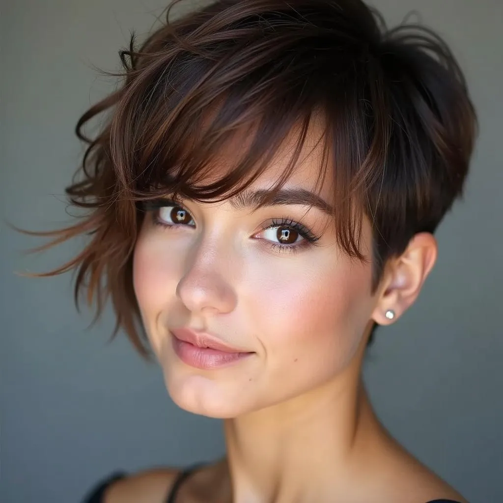 Kiểu tóc Messy Bangs Short Hair cho tóc ngắn