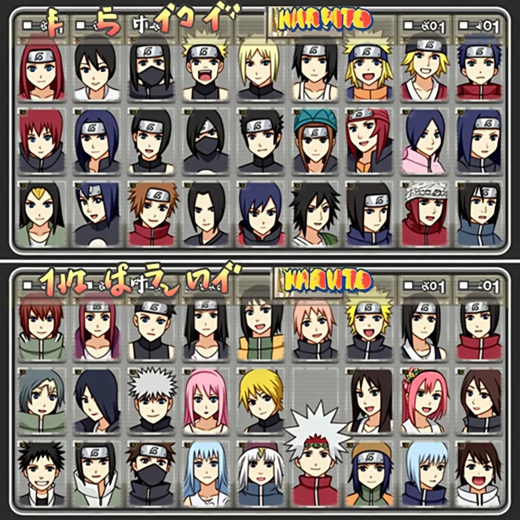 Naruto Ultimate Ninja Heroes 3 PSP Character Selection Screen