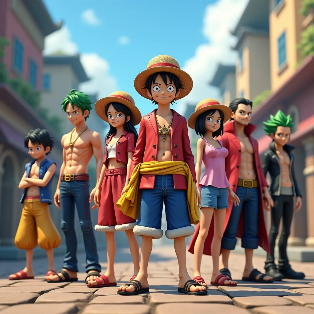 Các nhân vật One Piece trong đồ họa 3D