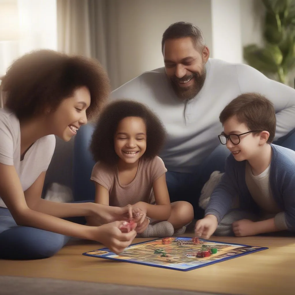 Family playing PS4 Board Games