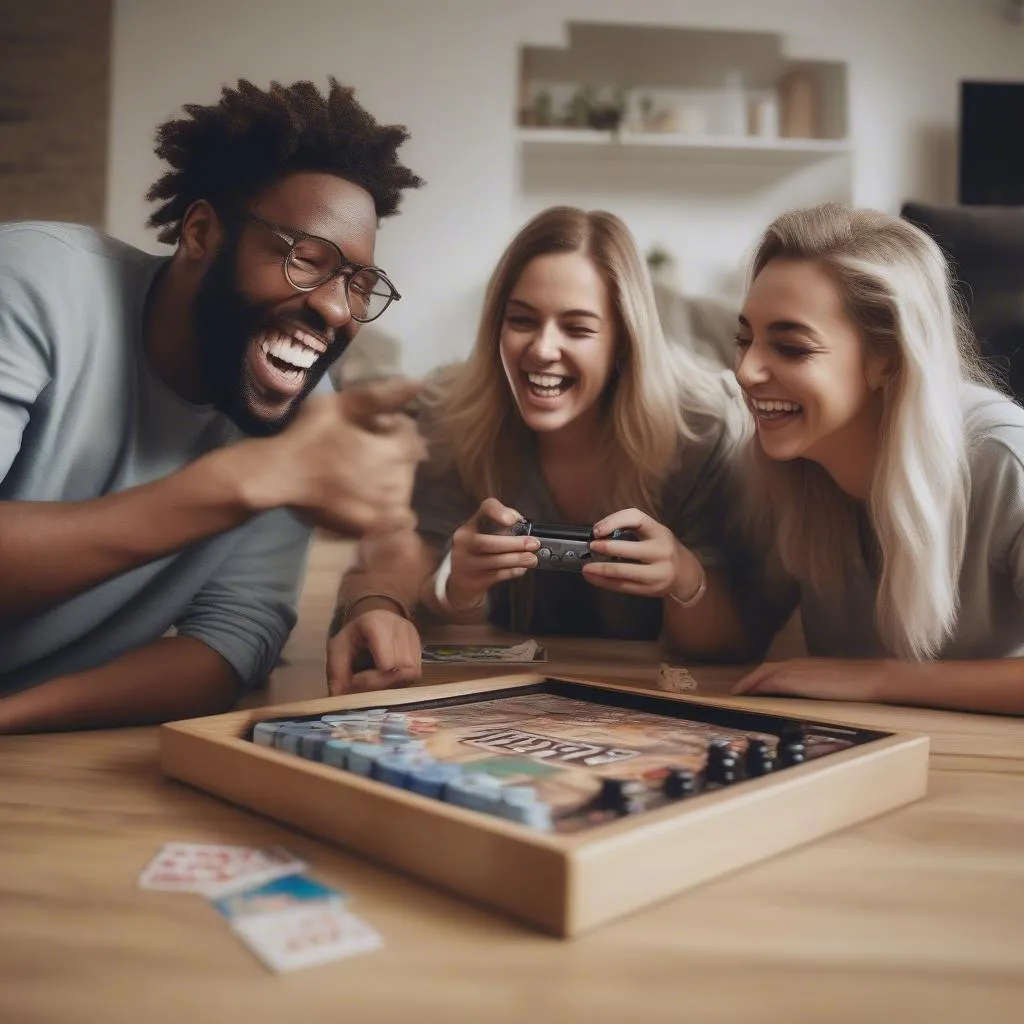 Friends playing PS4 Board Games