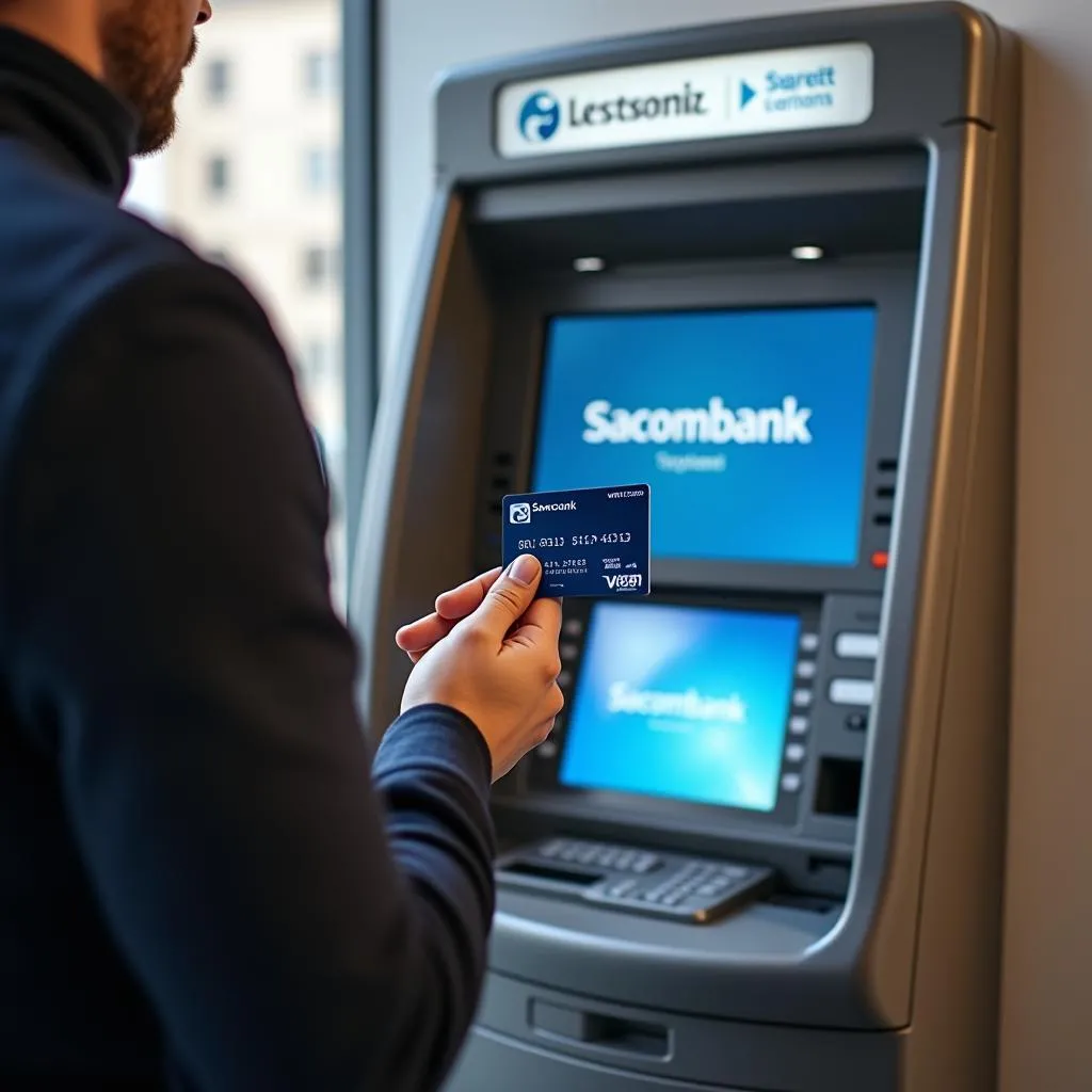 Rút tiền Techcombank không cần thẻ ATM tại ATM Sacombank 