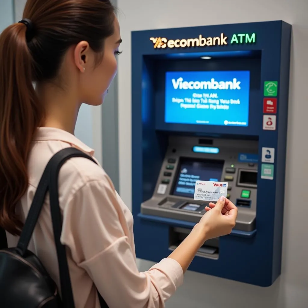 Rút tiền Techcombank không cần thẻ ATM tại ATM Vietcombank