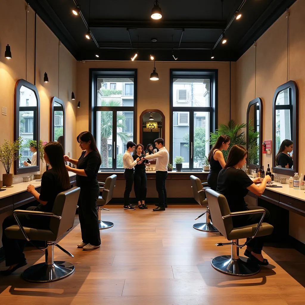 Không gian sang trọng tại salon tóc ở Hà Nội