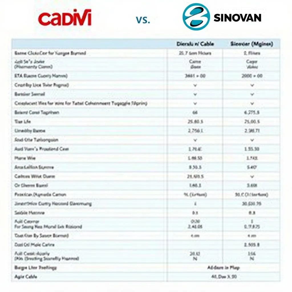 So sánh bảng báo giá Cadivi và Sinovan