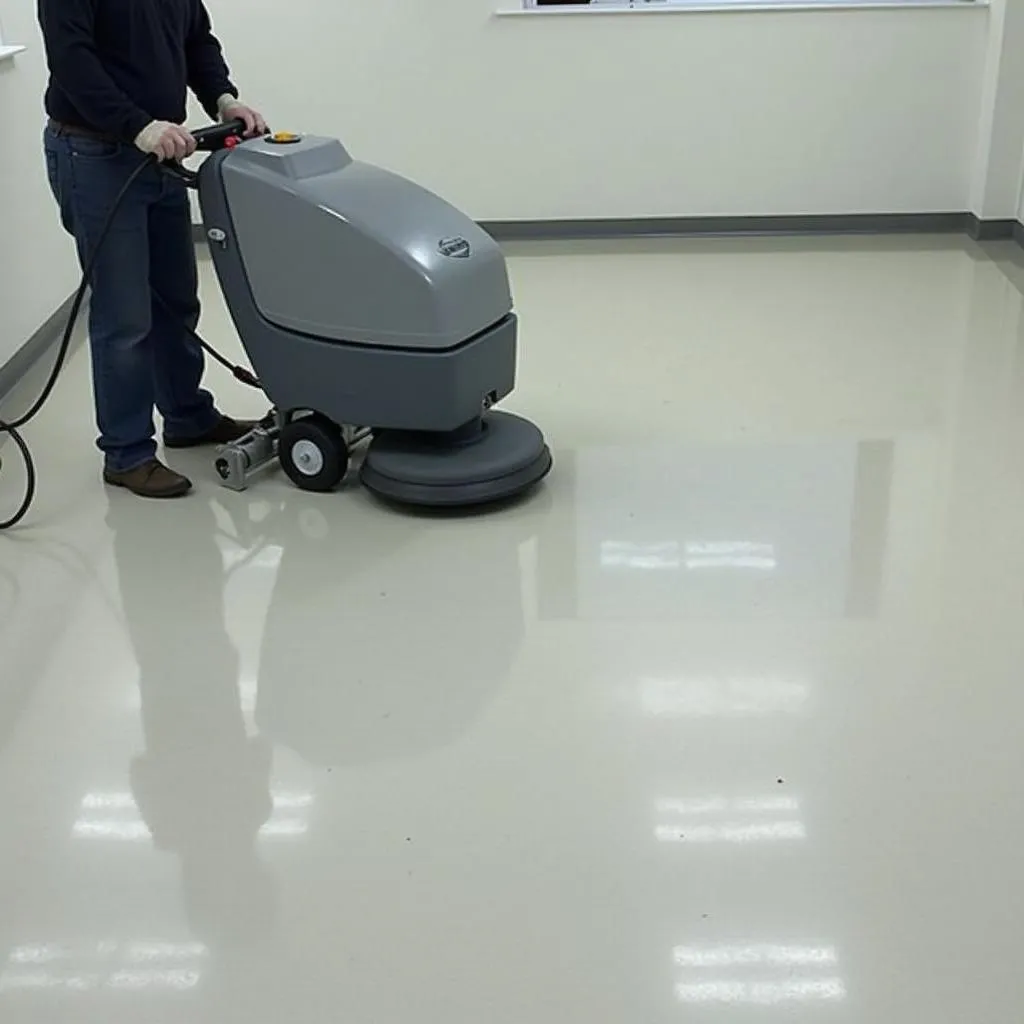 Using an industrial floor scrubber