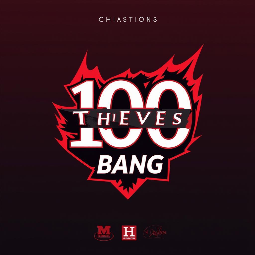 Hình ảnh 100 Thieves Bang nâng cao chiếc cúp vô địch, thể hiện niềm vui chiến thắng và sự đoàn kết của đội tuyển